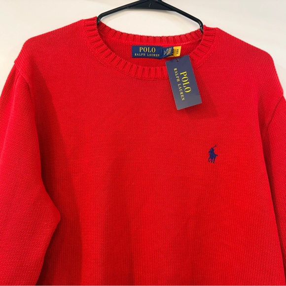 NWT Polo Ralph Lauren Vibrant Red Crewneck Sweater Size Authenticated - Picture 5 of 8